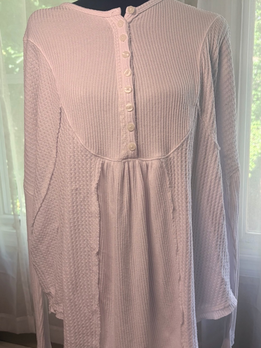 Free People Women's Lightweight white Button-Front Long Sleeve Top